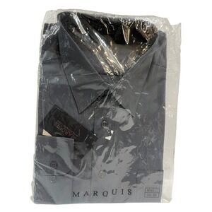 Marquis Men's Dress Shirt 16.5 Neck 34-35 Sleeve Charcoal Gray Long Sleeve